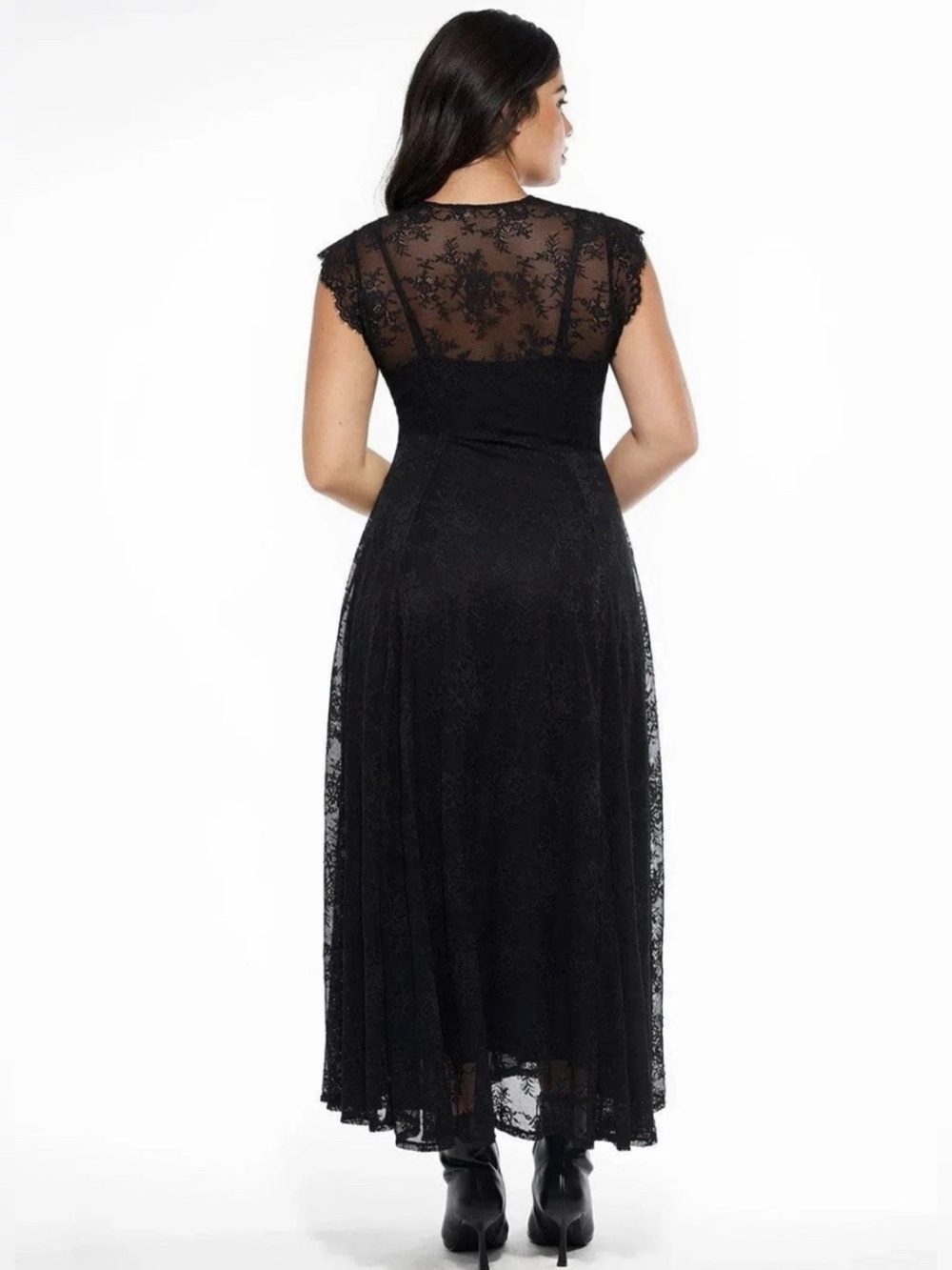 Popilush Black XL Shapewear Lace Fantasy Maxi Sculpting Dress Boho Whimsigoth - Picture 4 of 14